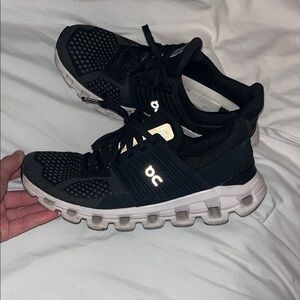 On Cloud Black and White Athletic Sneakers